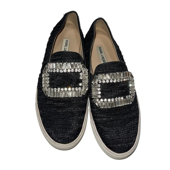 Karl Lagerfeld Paris Ermine2 Black Textile Woman Shoes Size 7 - Picture 3 of 9